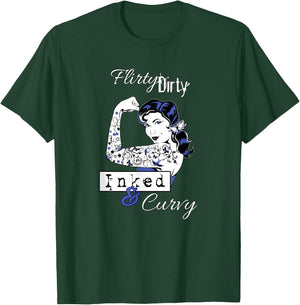 Flirty Dirty Inked Curvy Women BDSM Cute Adult Tattoo Humor T-Shirt - T-Shirt | Forest