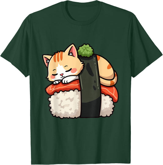 Cute Sushi Kawaii Cat Anime Neko Japanese for Girls Boys T-Shirt - T-Shirt | Forest