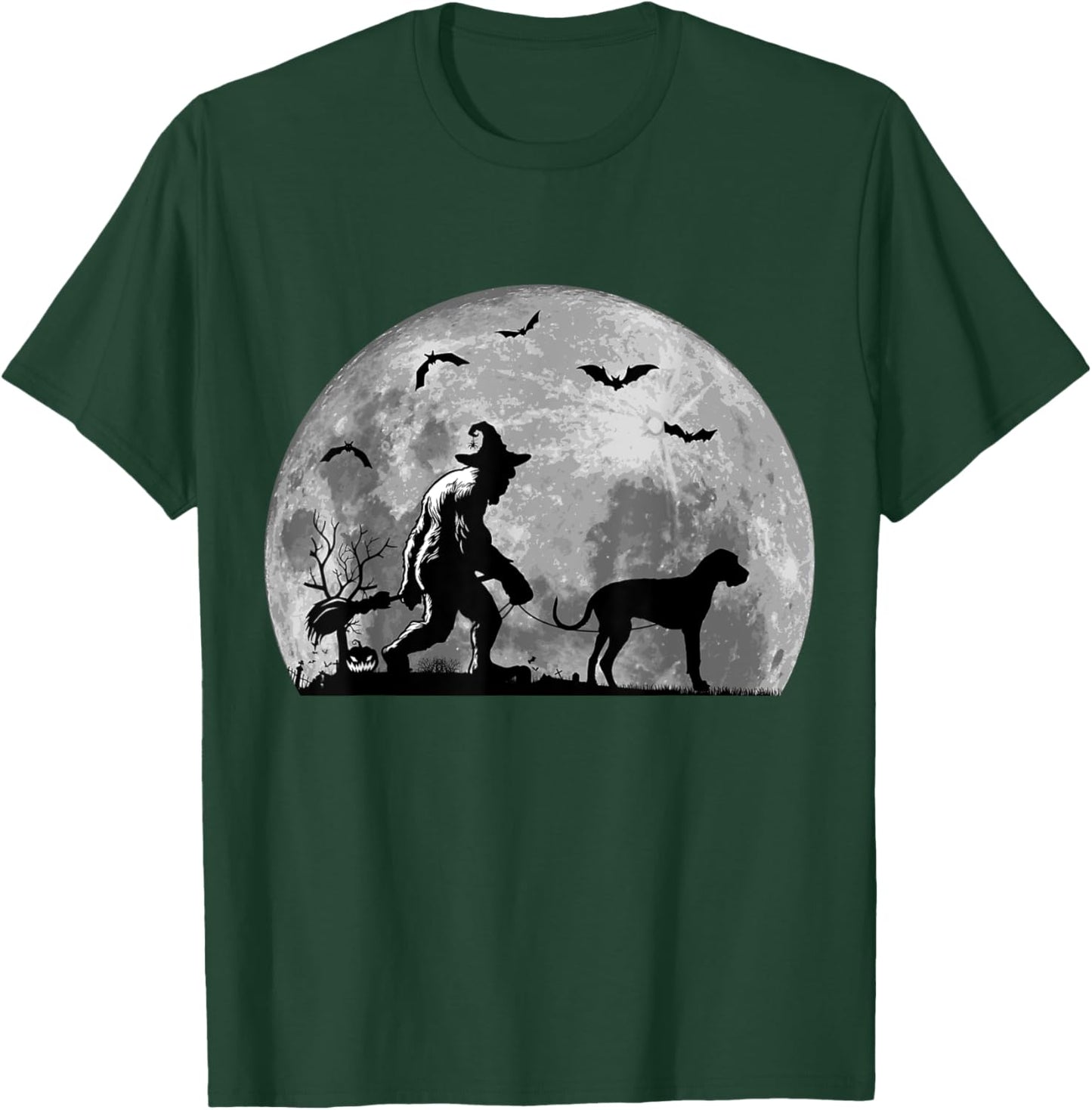 Bigfoot Walking Great Dane Dog Sasquatch Halloween T-Shirt - T-Shirt | Forest