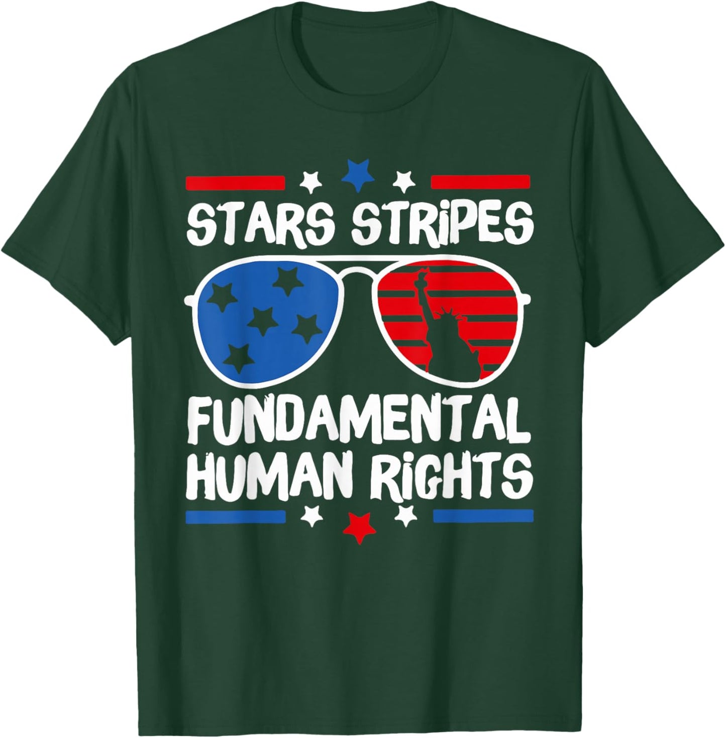 Stars Stripes Fundamental Human Rights T-Shirt - T-Shirt | Forest