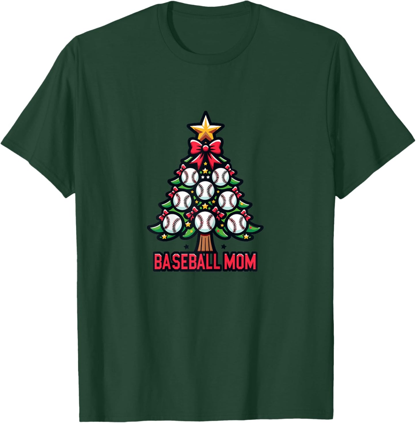 Baseball Christmas Tree, Proud Baseball Mom T-Shirt - T-Shirt | Forest