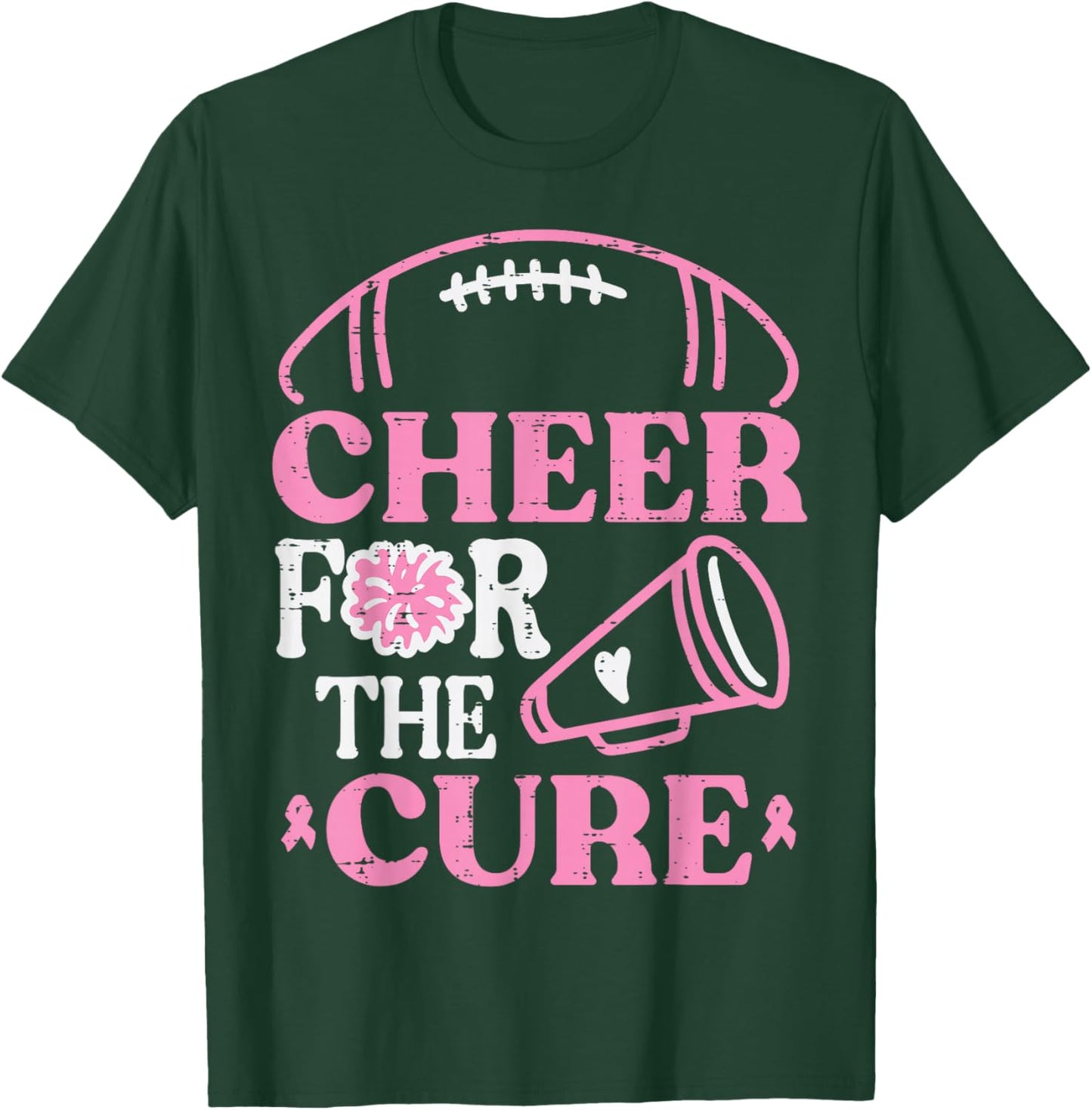 Breast Cancer Football Cheer For Cure Aware Women Kids Men T-Shirt - T-Shirt | Forest