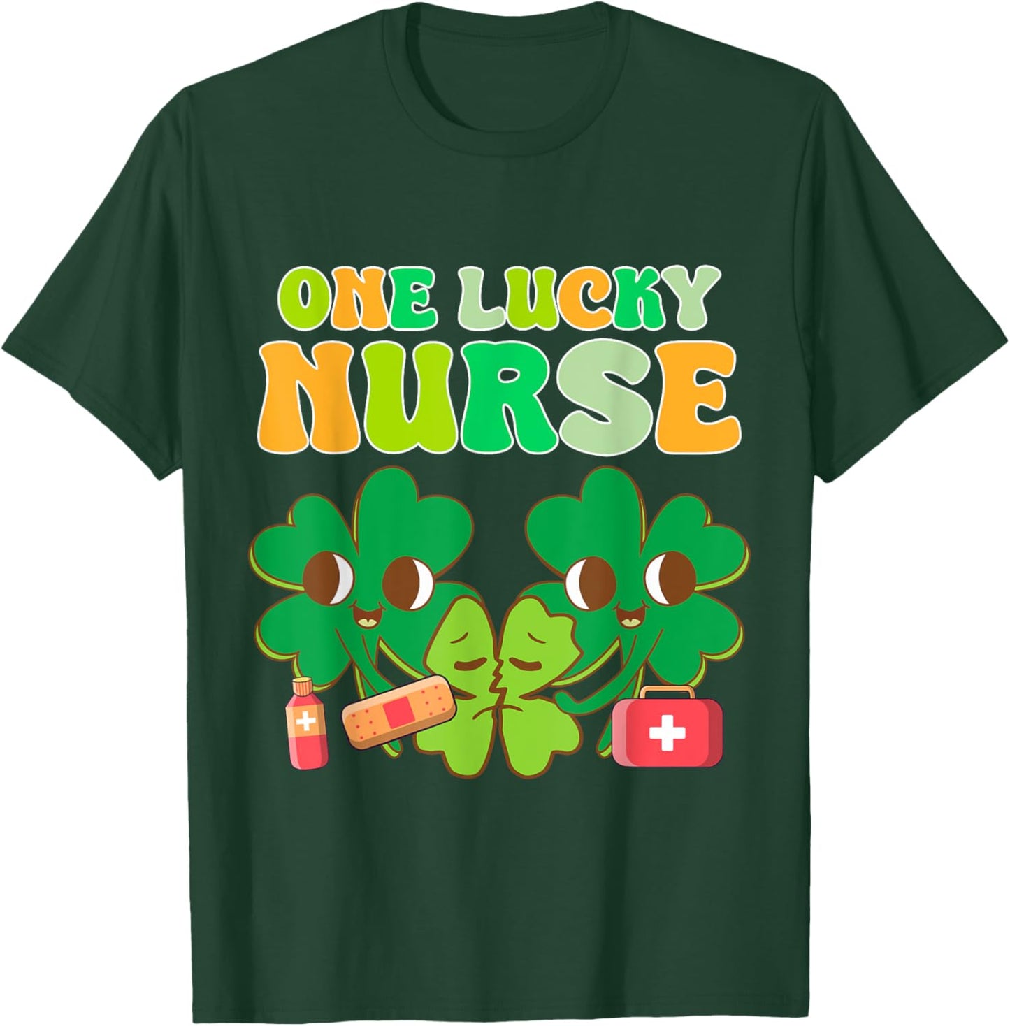 One Lucky Nurse Squad Scrubs Shamrock St Patrick's Day Women T-Shirt - T-Shirt | Forest
