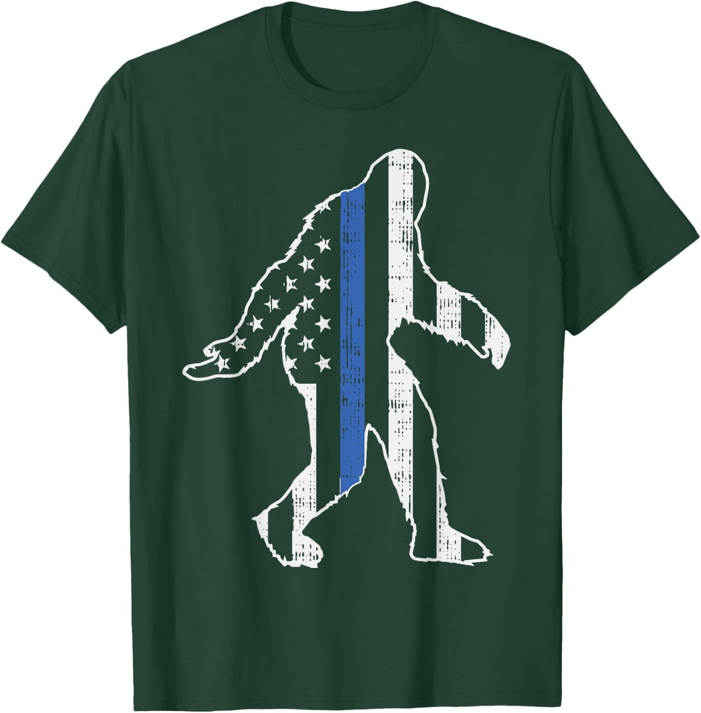 Thin Blue Line Bigfoot Law Enforcement LE Cop US Flag Police T-Shirt - T-Shirt | Forest