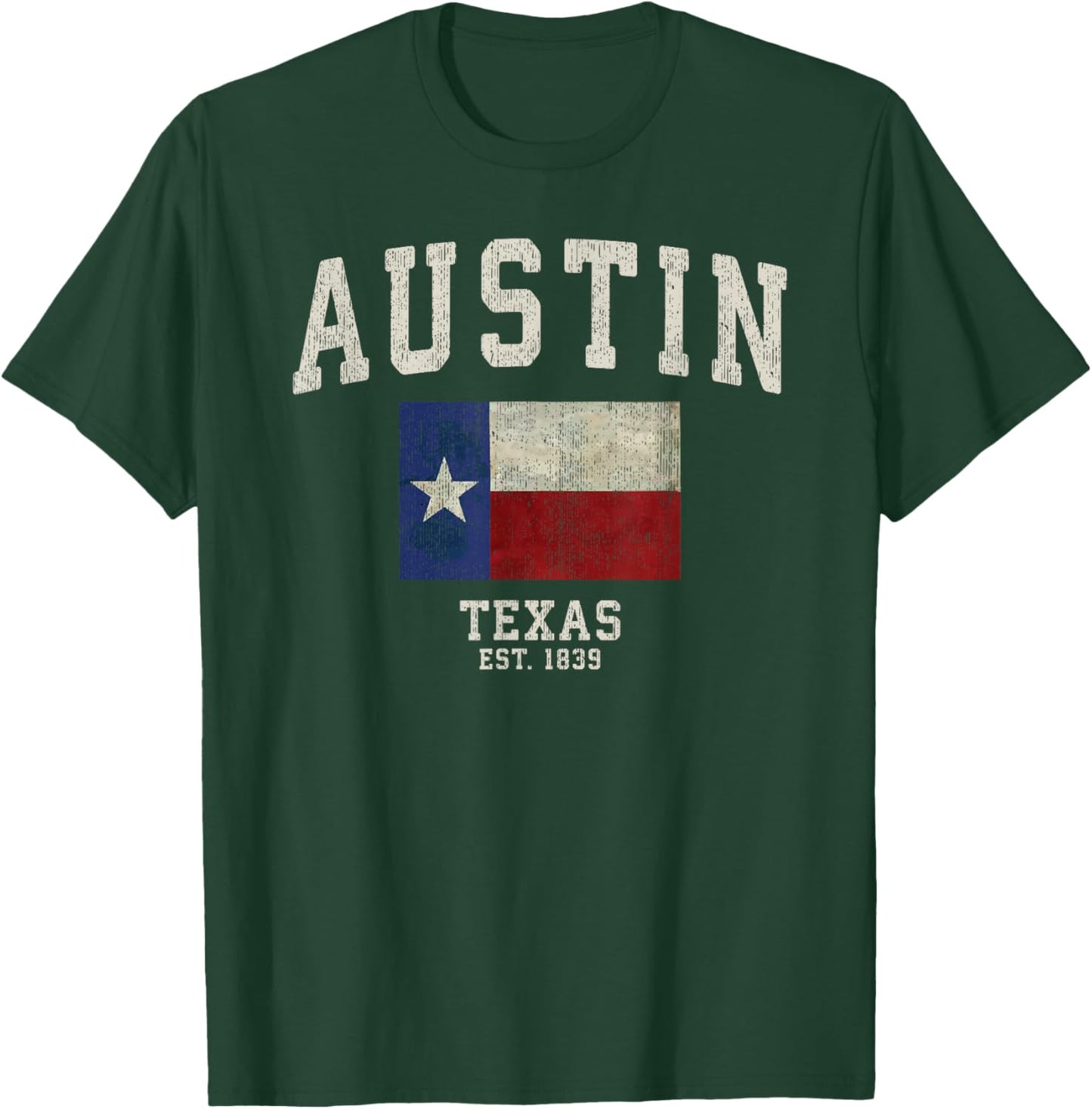 Distressed Austin Texas State Flag T-Shirt - T-Shirt | Forest