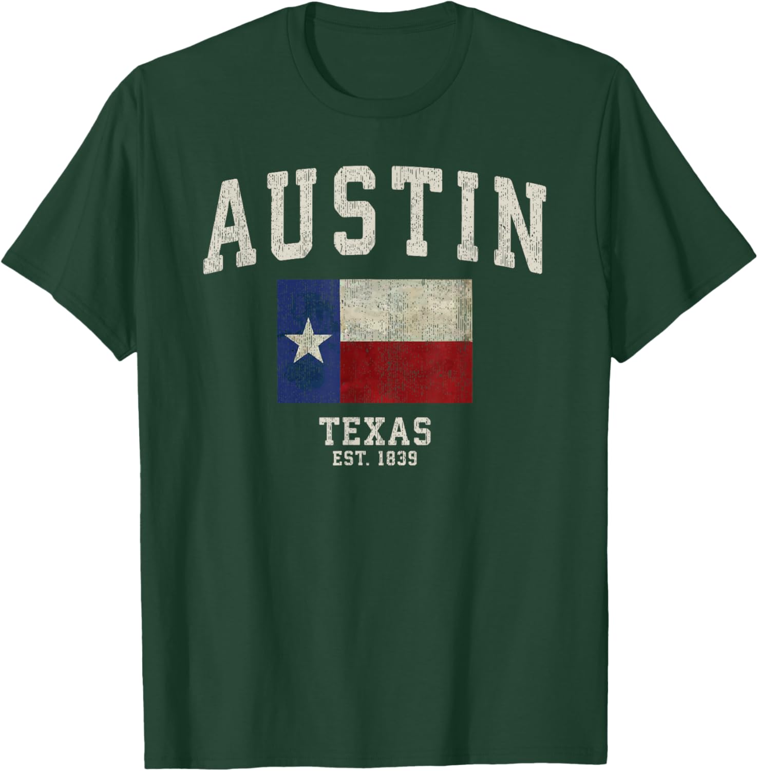 Distressed Austin Texas State Flag T-Shirt - T-Shirt | Forest