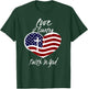 Patriotic Christian Faith in God Heart Cross American Flag Small T-Shirt - T-Shirt | Forest