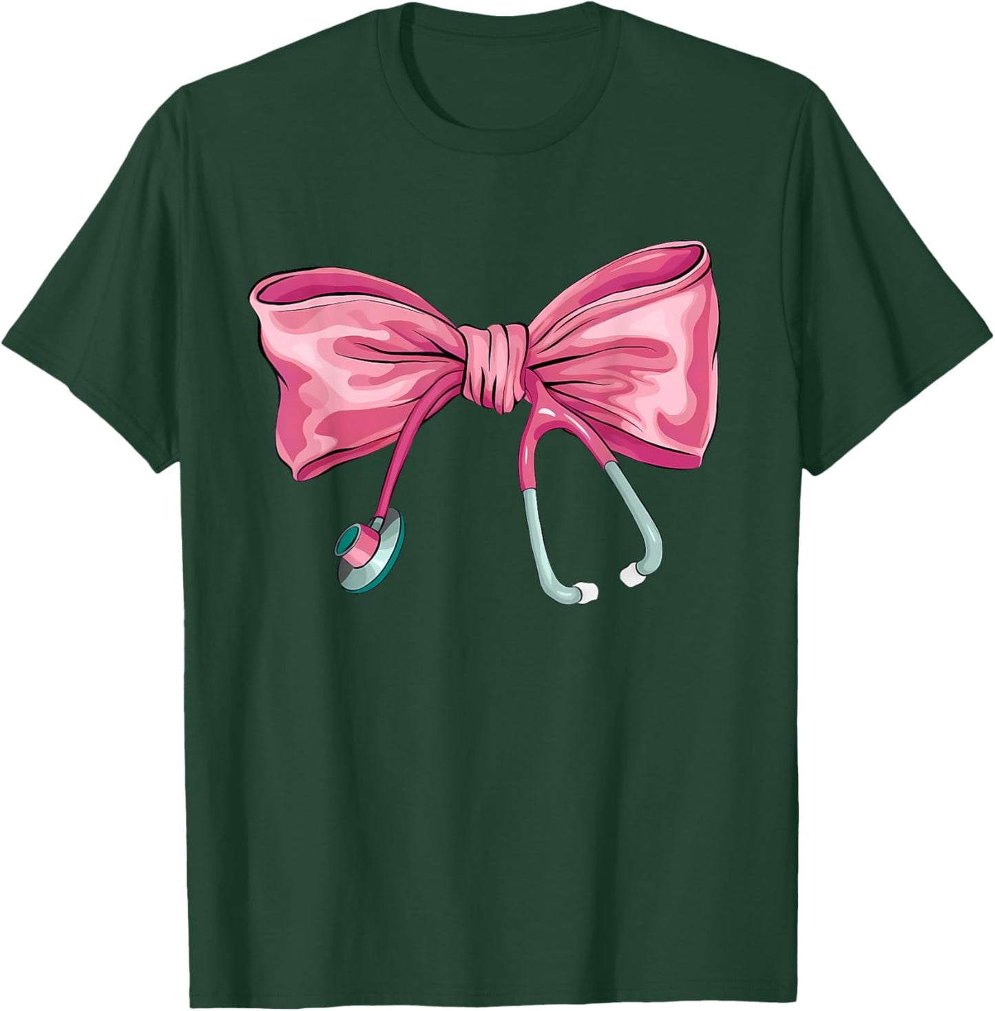 Nurse Coquette Stethoscope Bow Cute Women Girl Nurse T-Shirt - T-Shirt | Forest