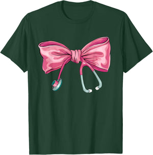 Nurse Coquette Stethoscope Bow Cute Women Girl Nurse T-Shirt - T-Shirt | Forest