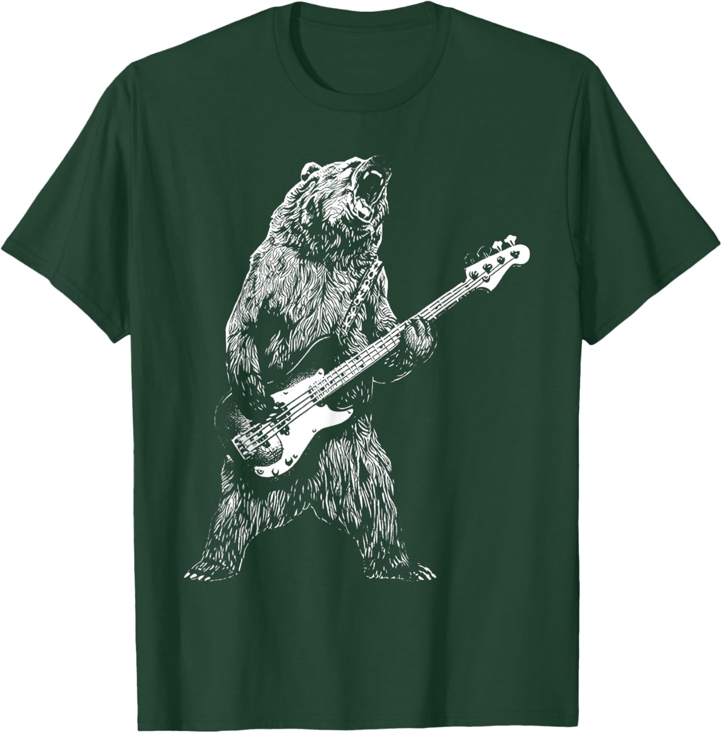 Bear Playing Bass Guitar Shirt Animal Playing Guitar T-Shirt - T-Shirt | Forest
