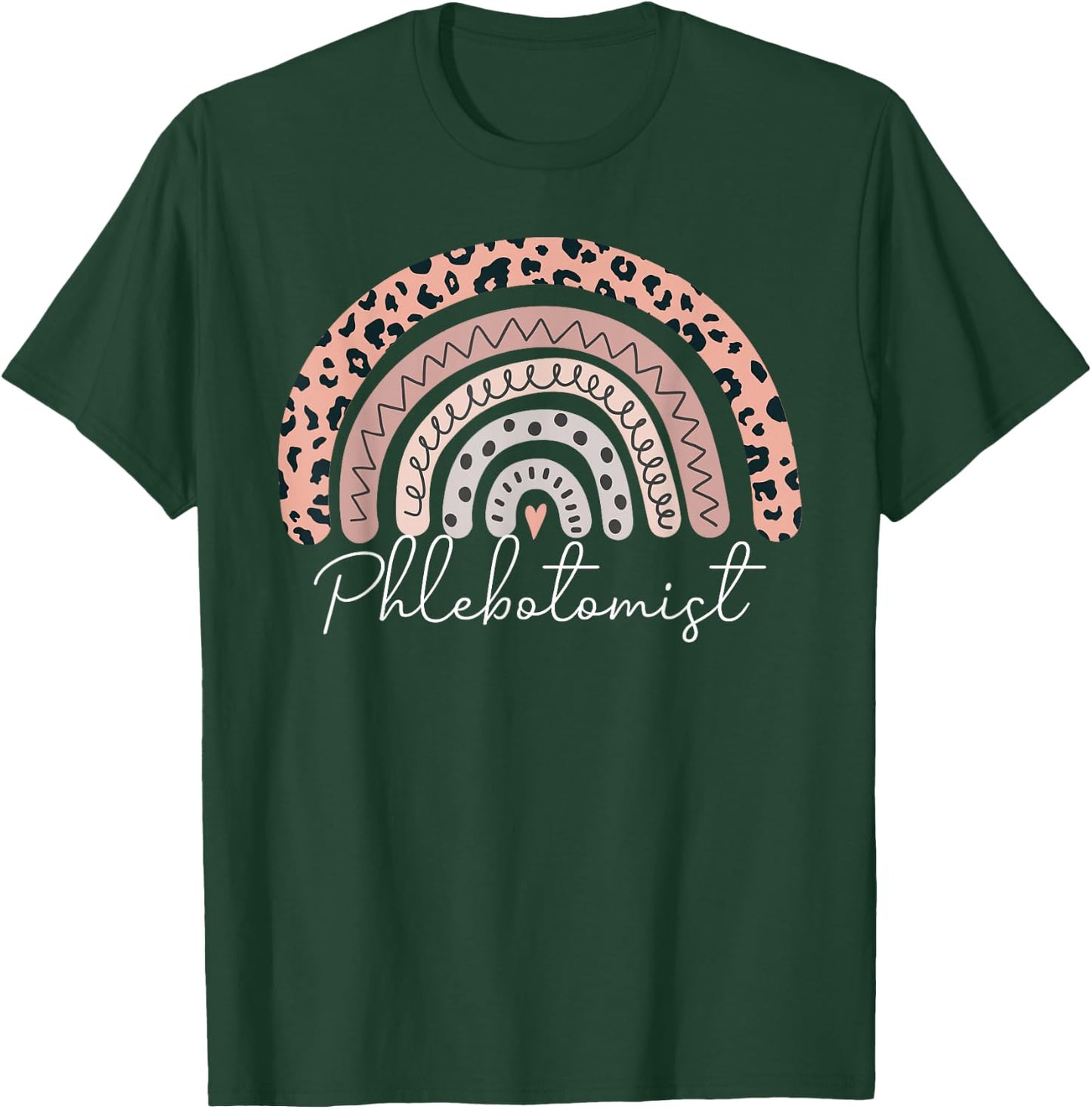 Phlebotomist Leopard Rainbow Phlebotomy Nurse Technician T-Shirt - T-Shirt | Forest