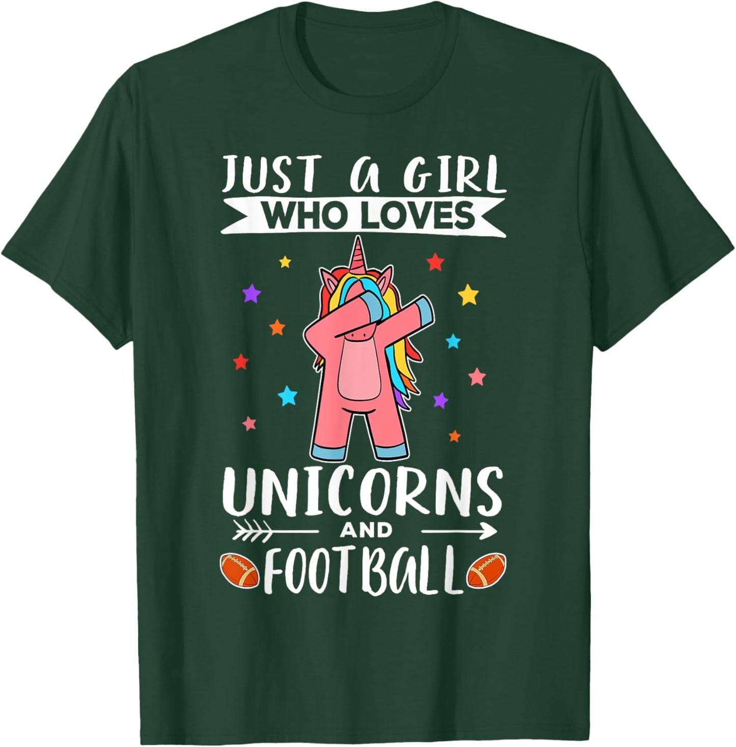 Just A Girl Who Loves Unicorns And Football Unicorn T-Shirt - T-Shirt | Forest