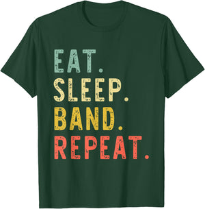 Eat Sleep Band Repeat Marching Director Retro Vintage T-Shirt - T-Shirt | Forest