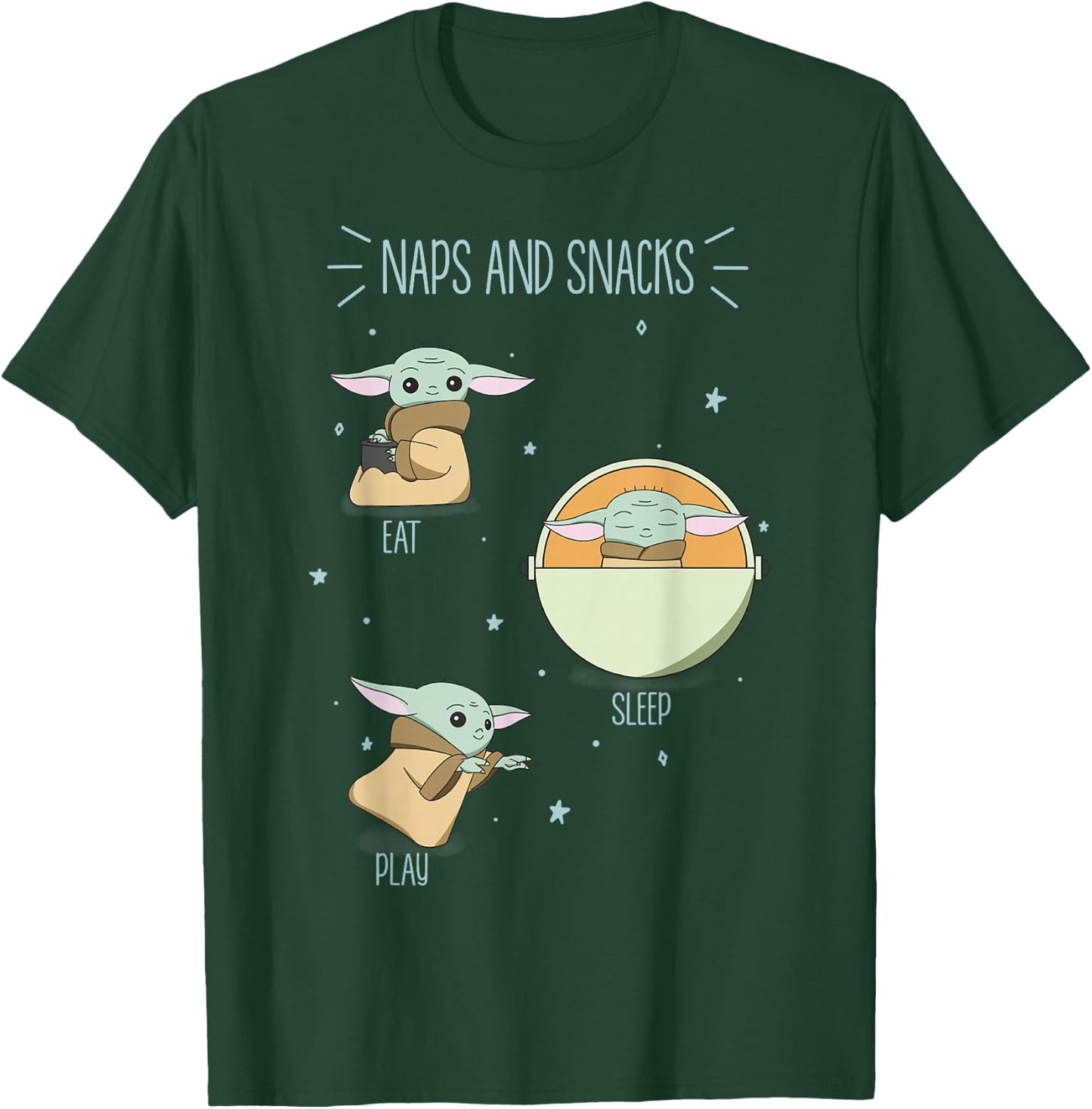 Star Wars The Mandalorian The Child Naps And Snacks Doodles T-Shirt - T-Shirt | Forest