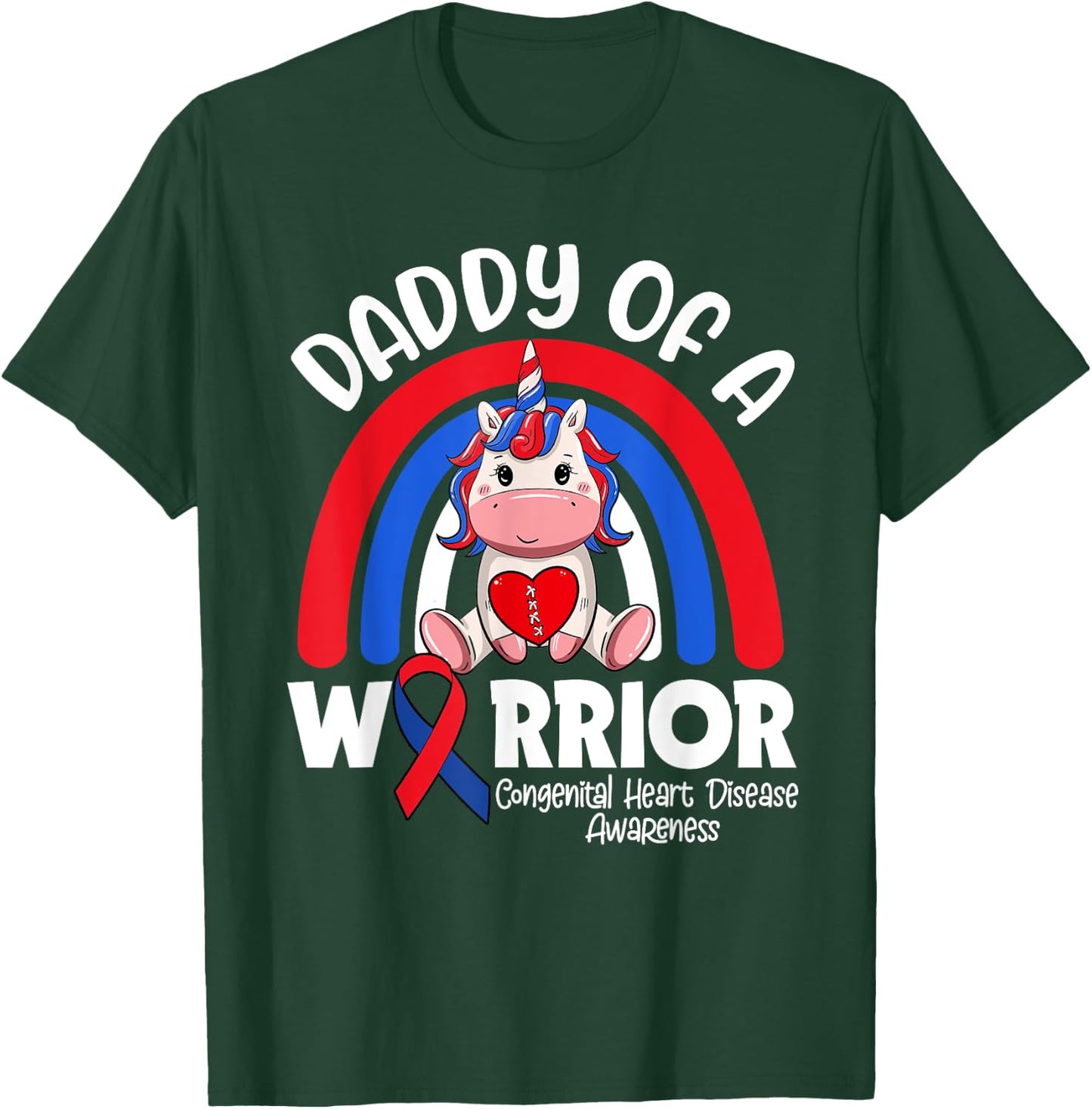 Daddy Of A Heart Warrior CHD Awareness Week Clothing Gift T-Shirt - T-Shirt | Forest