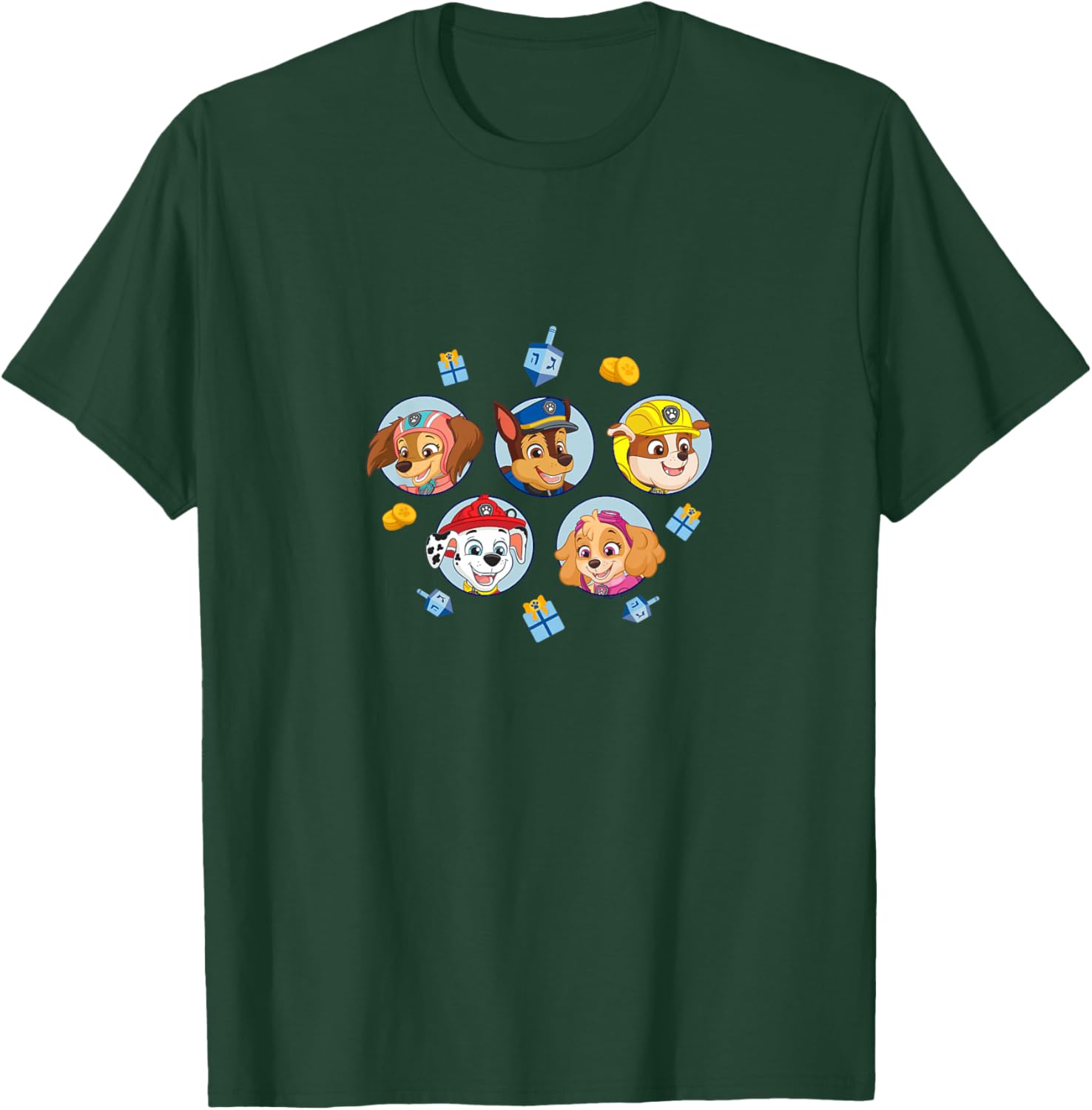 Kids PAW Patrol Hanukkah Toys & Presents Many Faces Portrait T-Shirt - T-Shirt | Forest