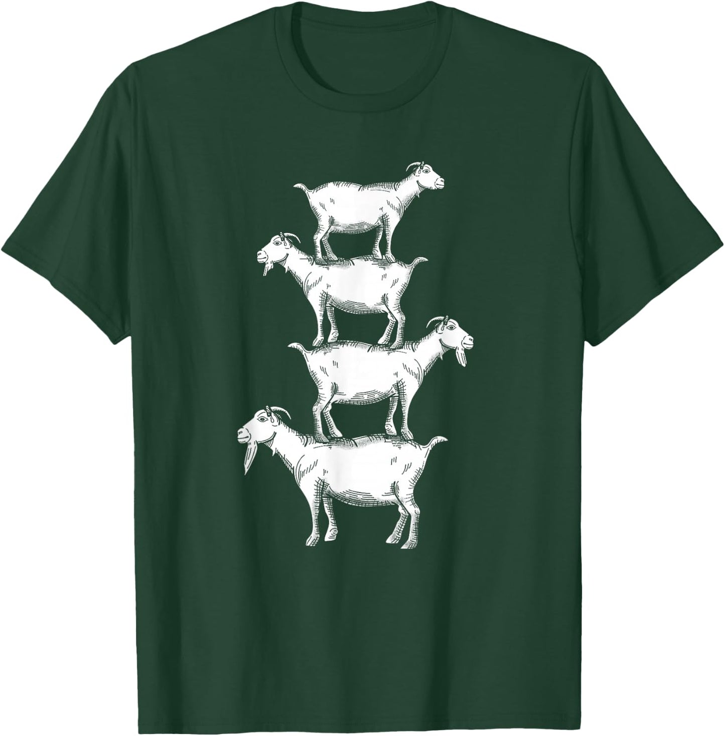 Vintage Four Buck Goats Over Each Other Farmer Goat Lovers T-Shirt - T-Shirt | Forest