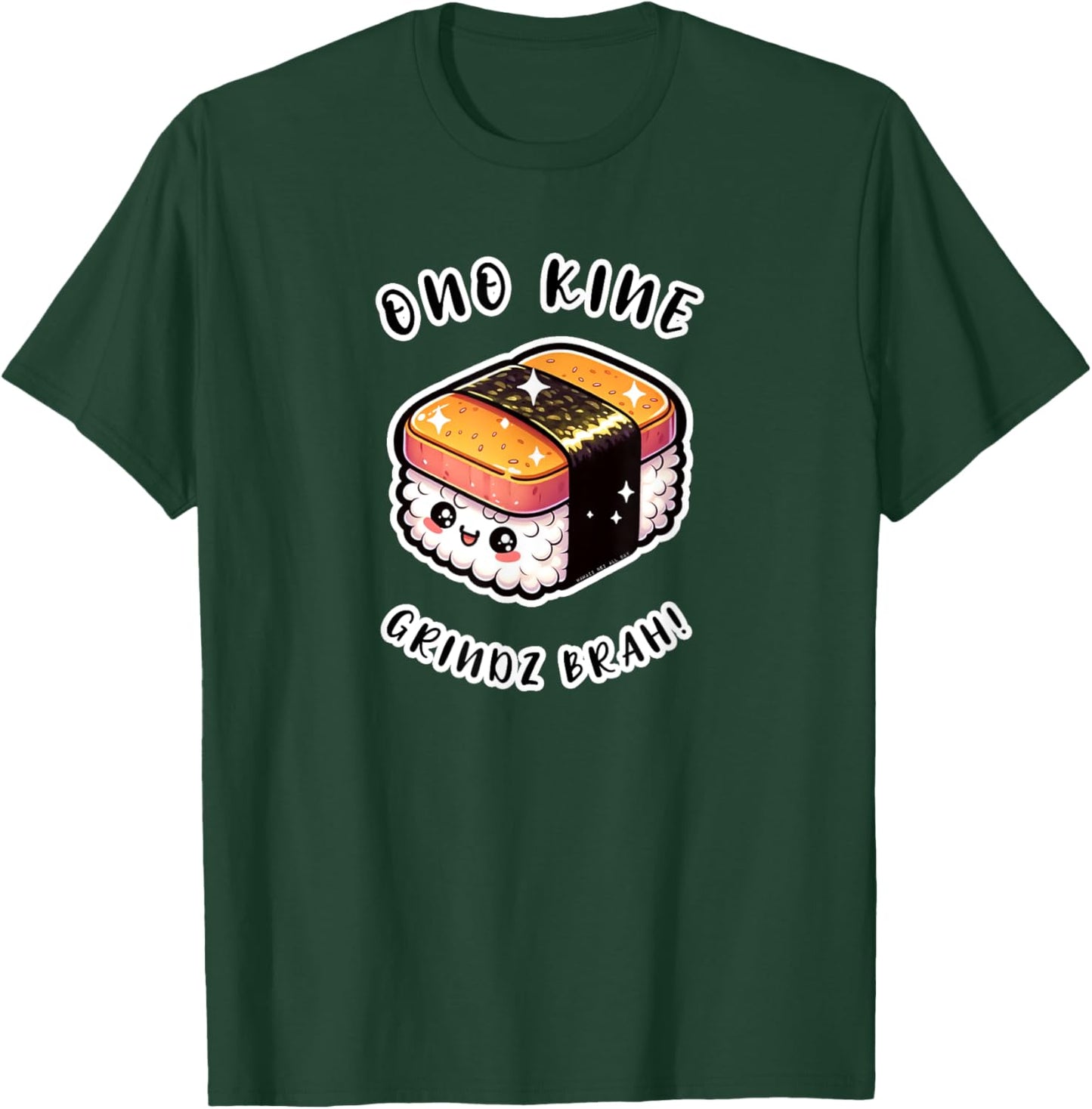 Ono Kine Grindz Brah Kawaii Musubi by Hawaii Nei All Day T-Shirt - T-Shirt | Forest