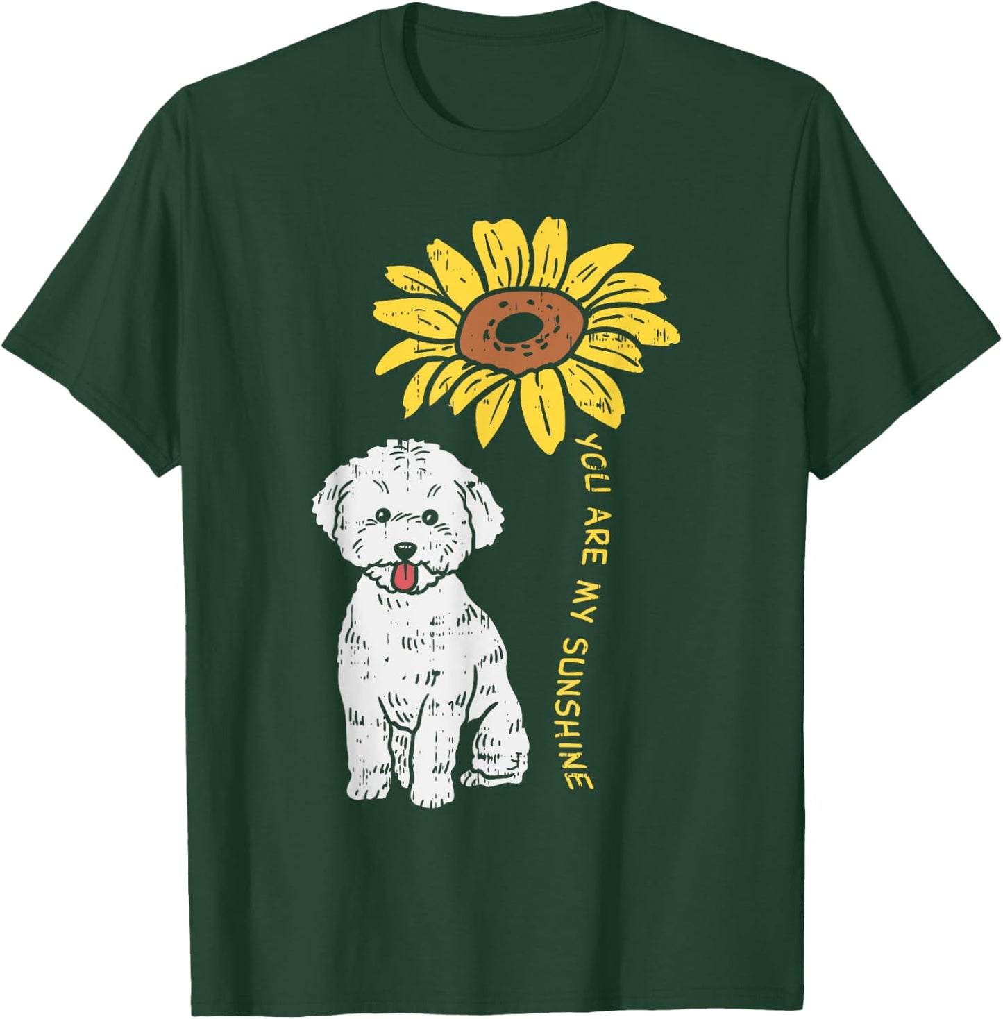 BoredKoalas You Are My Sunshine Bichon Frise Sunflower -Adults Kids Dog Lover T-Shirt - T-Shirt | Forest