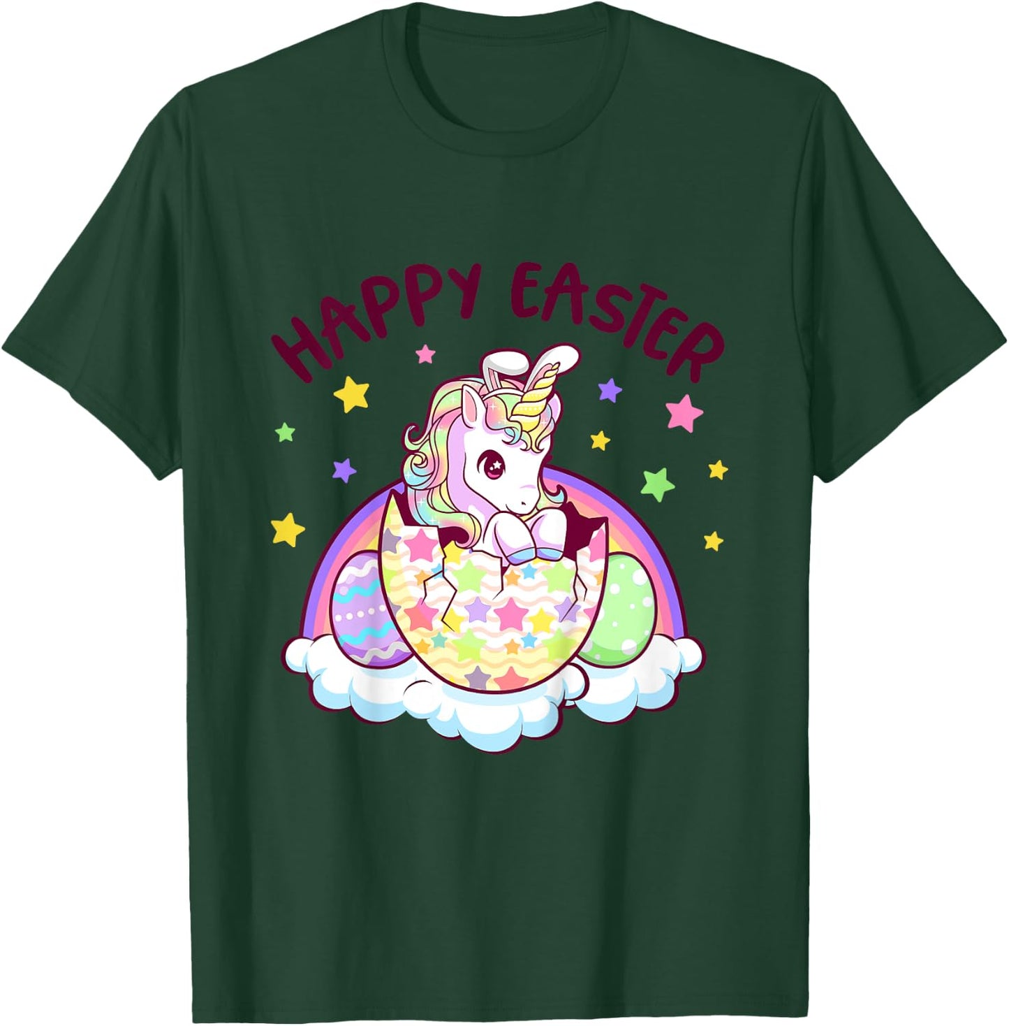 Happy Easter Unicorn Bunny Girls Kids Easter Eggs T-Shirt - T-Shirt | Forest