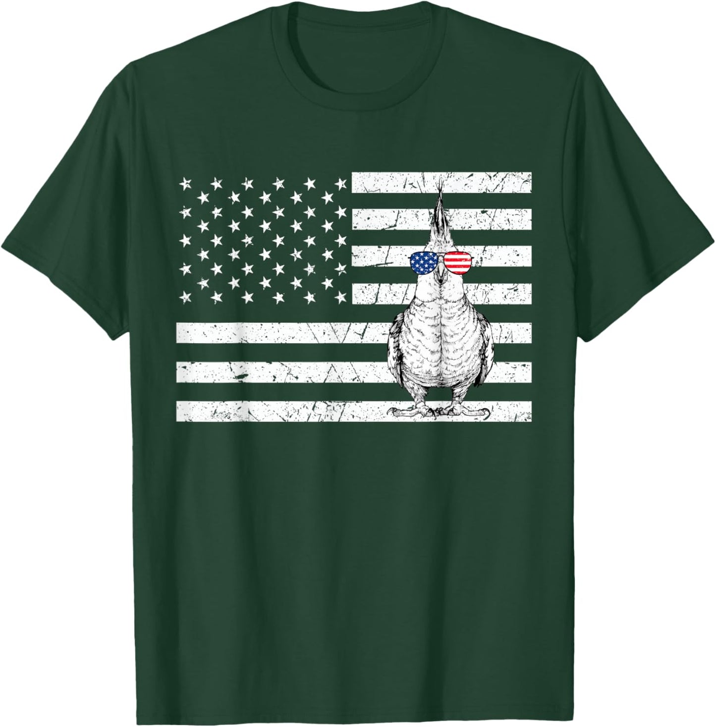 Cockatiel 4th of July Bird US American Flag Patriotic T-Shirt - T-Shirt | Forest