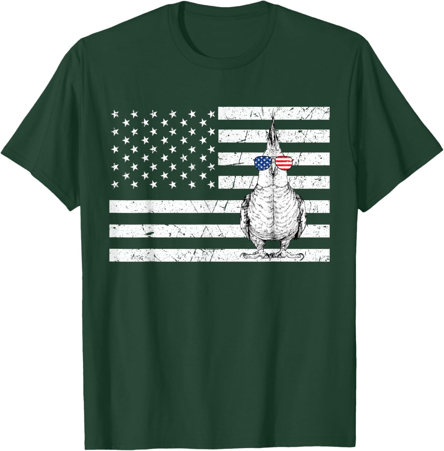 Cockatiel 4th of July Bird US American Flag Patriotic T-Shirt - T-Shirt | Forest