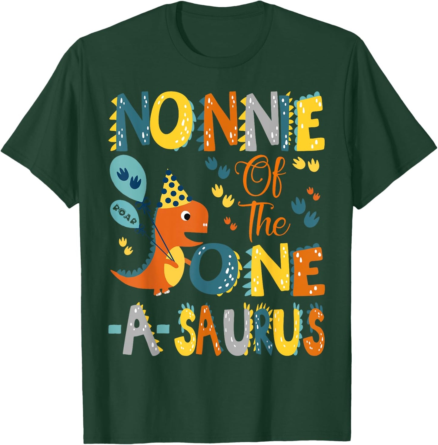 Nonnie Of The One-A-Saurus 1St Birthday Dinosaur Party T-Shirt - T-Shirt | Forest