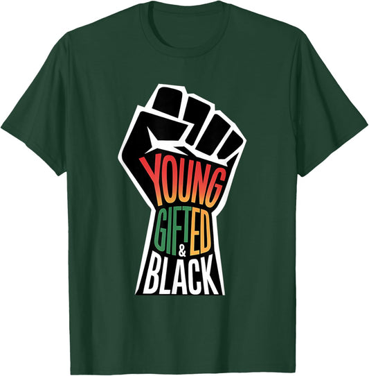 Kids Black History Month Shirt Boys Young Gifted And Black T-Shirt - T-Shirt | Forest