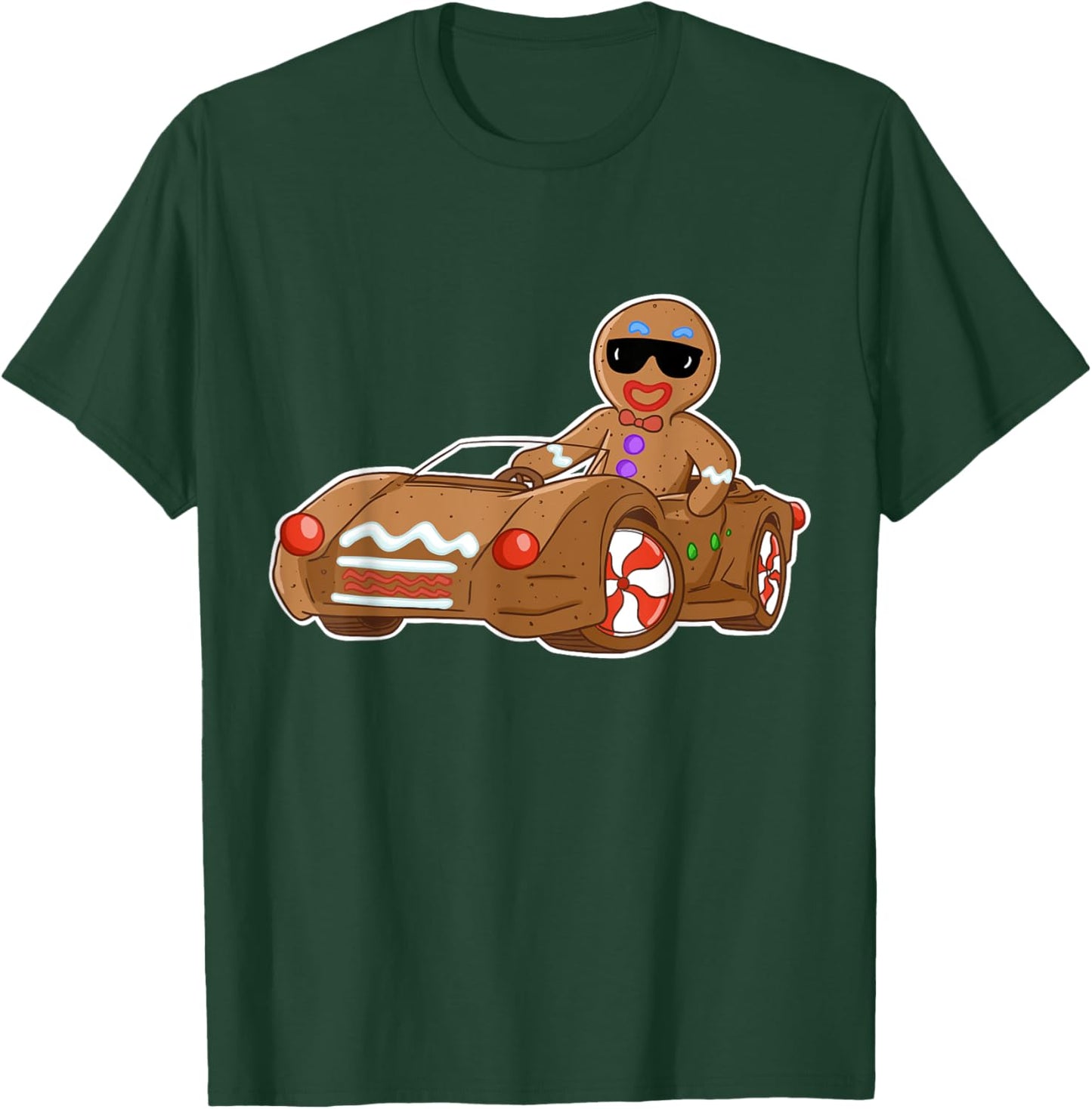 Cool Gingerbread Man riding car T-Shirt - T-Shirt | Forest