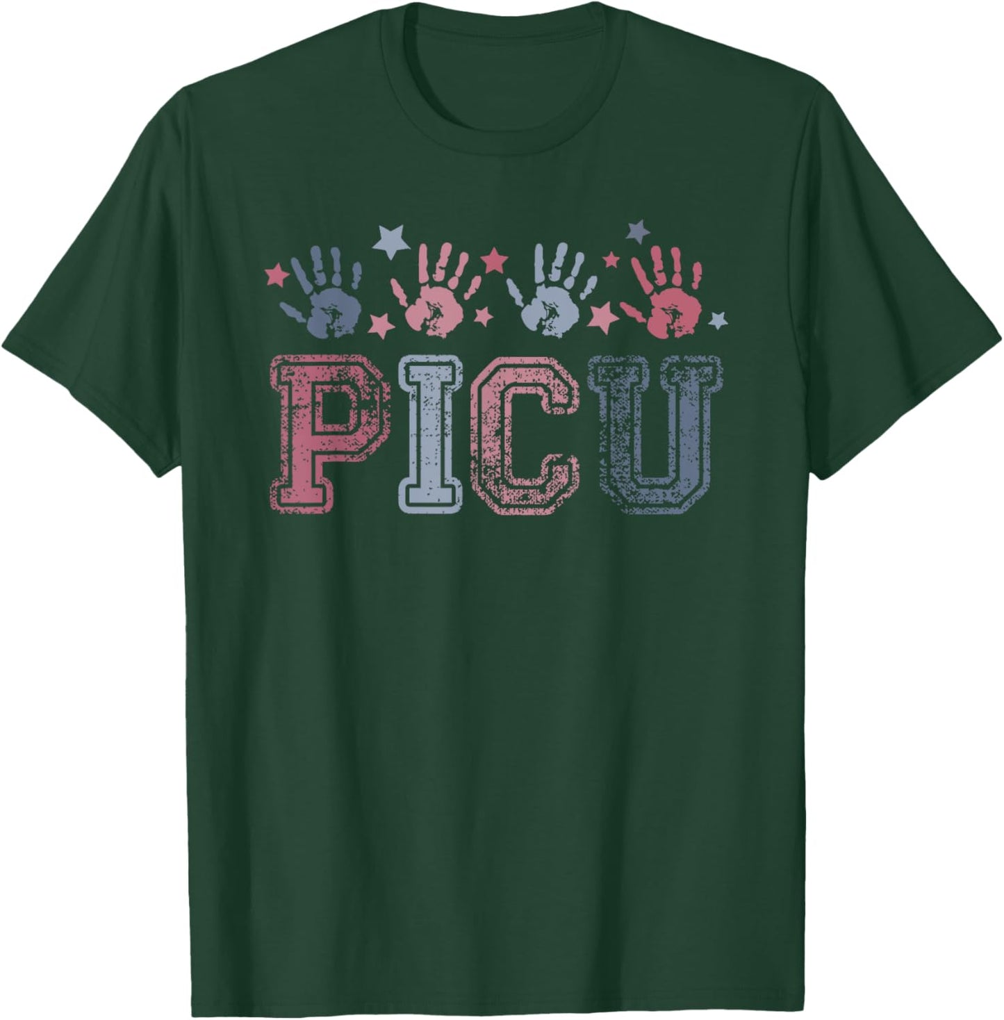 PICU nurse Vintage Patriotic Peds ICU Nurse 4th of July Men T-Shirt - T-Shirt | Forest