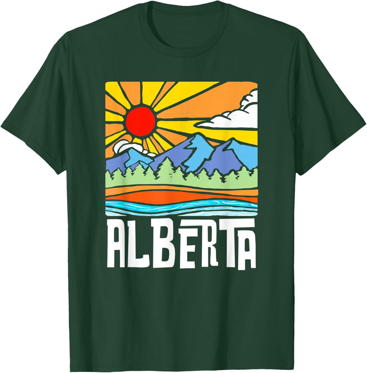 Alberta Canada Artistic Nature & Mountains Vintage T-Shirt - T-Shirt | Forest
