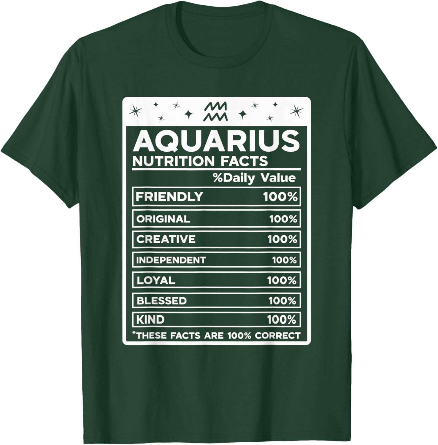 Aquarius Nutritional Style Zodiac Design, Aquarius T-Shirt - T-Shirt | Forest