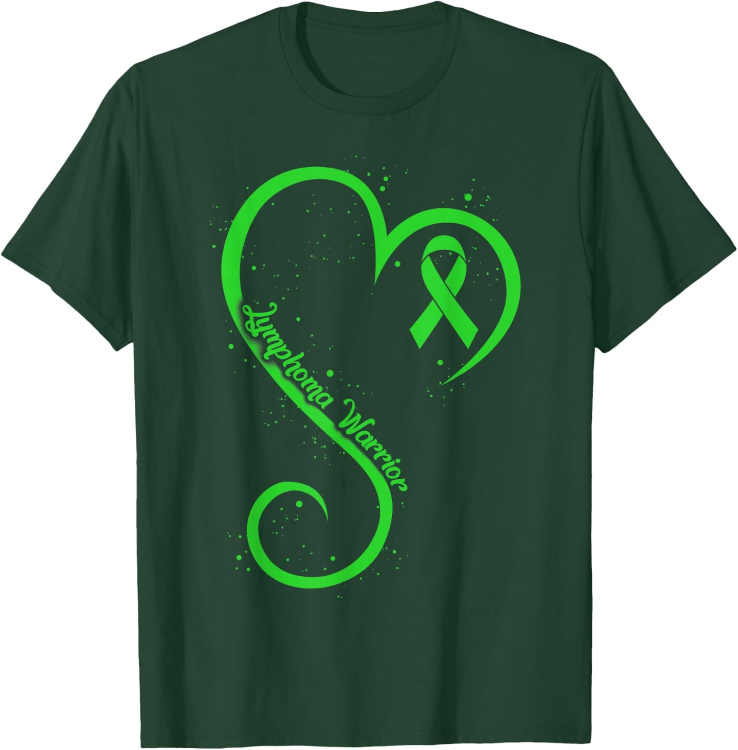 Non Hodgkins Lymphoma Warrior Heart Ribbon Lime Green Cancer T-Shirt - T-Shirt | Forest