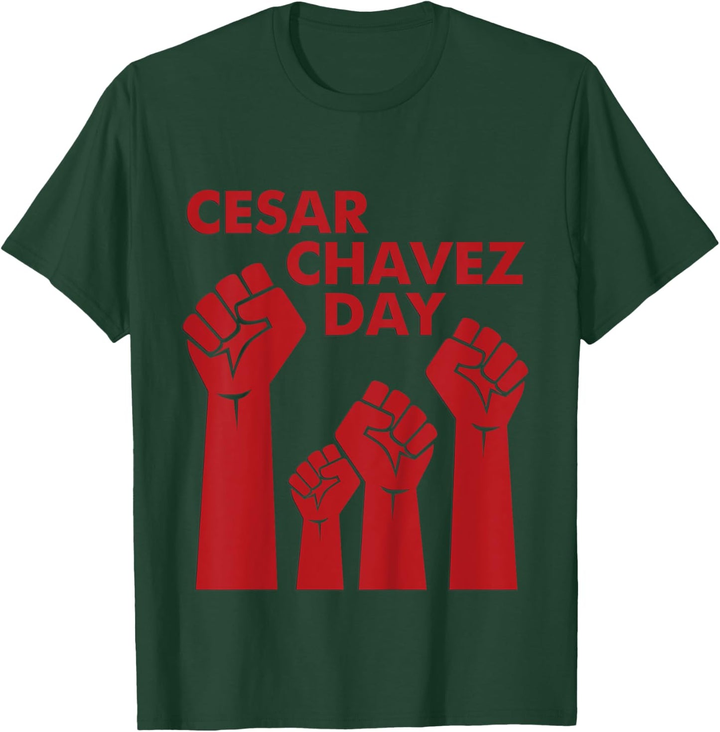 Cesar Chavez Day for Kids, Raised Fists Red March 31 T-Shirt - T-Shirt | Forest