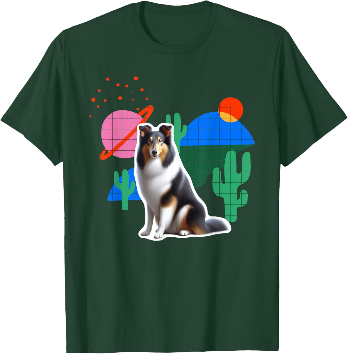 Collie Desert Design Dog Women Kids T-Shirt - T-Shirt | Forest