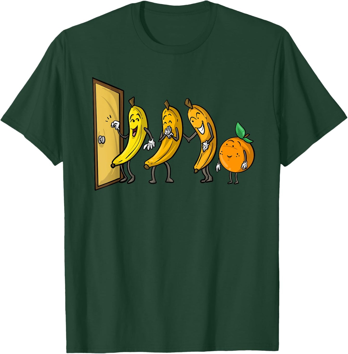 Funny Knock Knock 3 Bananas And Orange Cool Fruit Joke Gift T-Shirt - T-Shirt | Forest