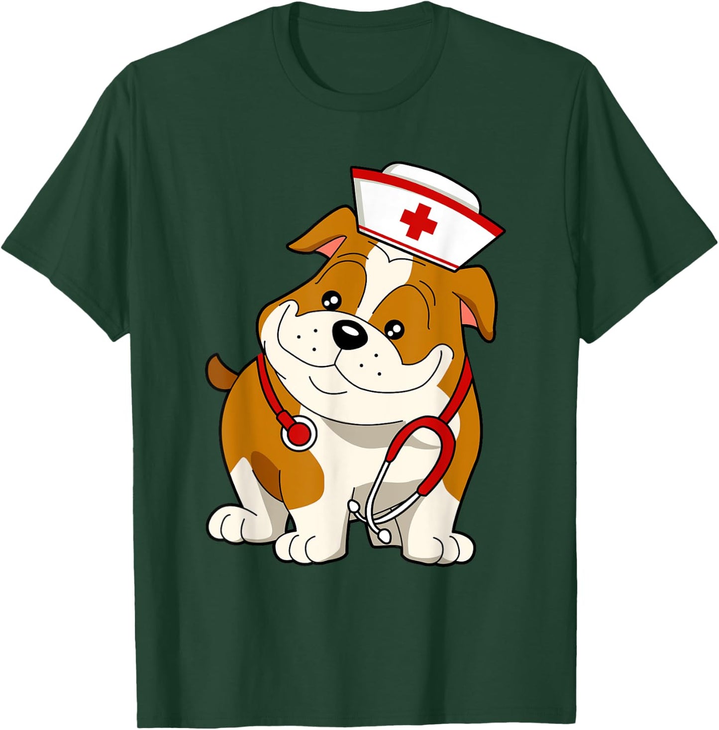 Bulldog Dog Nurse appreciation International Nurse Day Men Women Kids T-Shirt - T-Shirt | Forest