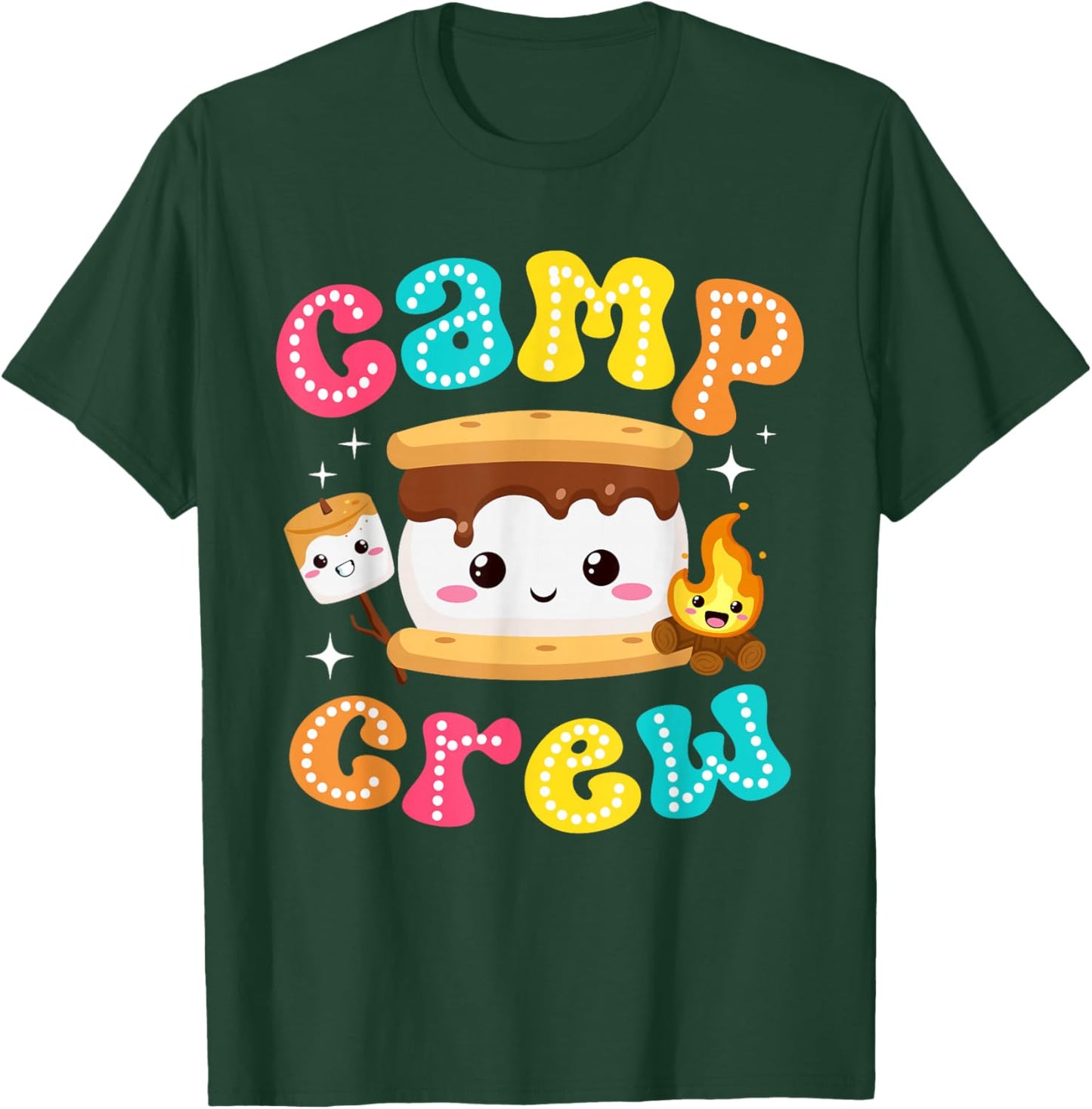 Camp Crew S'mores Marshmallow Camping Family Vacation Girls T-Shirt - T-Shirt | Forest