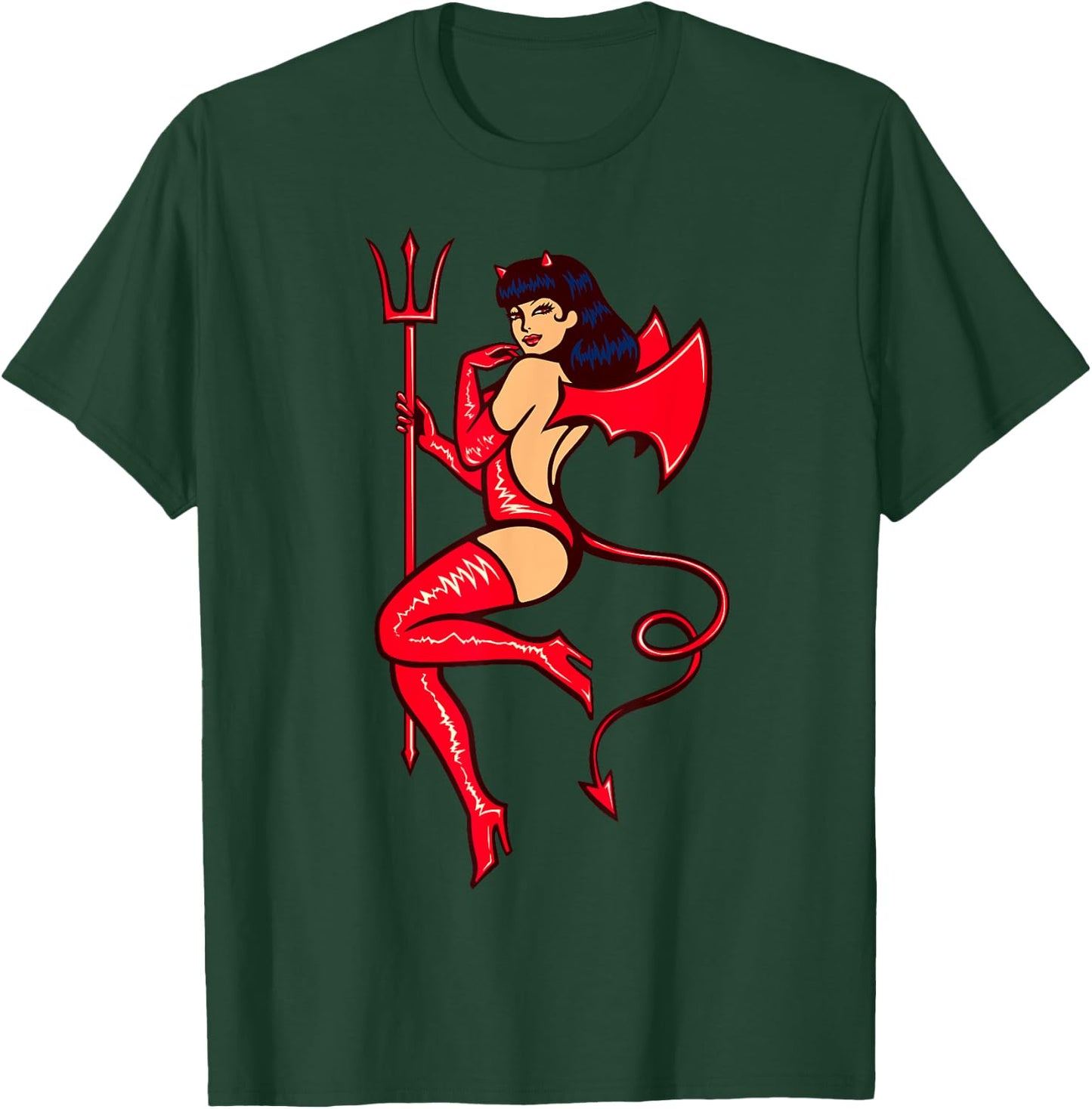 Funny Sexy Devil Girl Trick or Treat Halloween Costume T-Shirt - T-Shirt | Forest