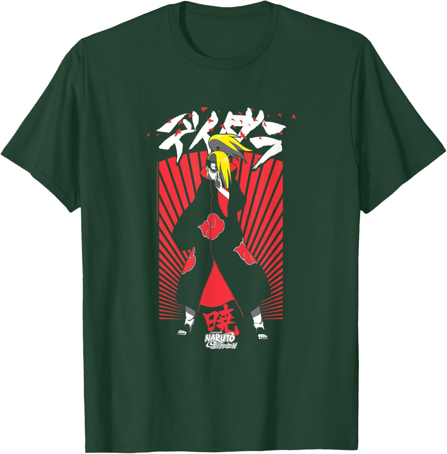 Naruto Shippuden Deidara Jutsu with Kanji Anime T-Shirt - T-Shirt | Forest