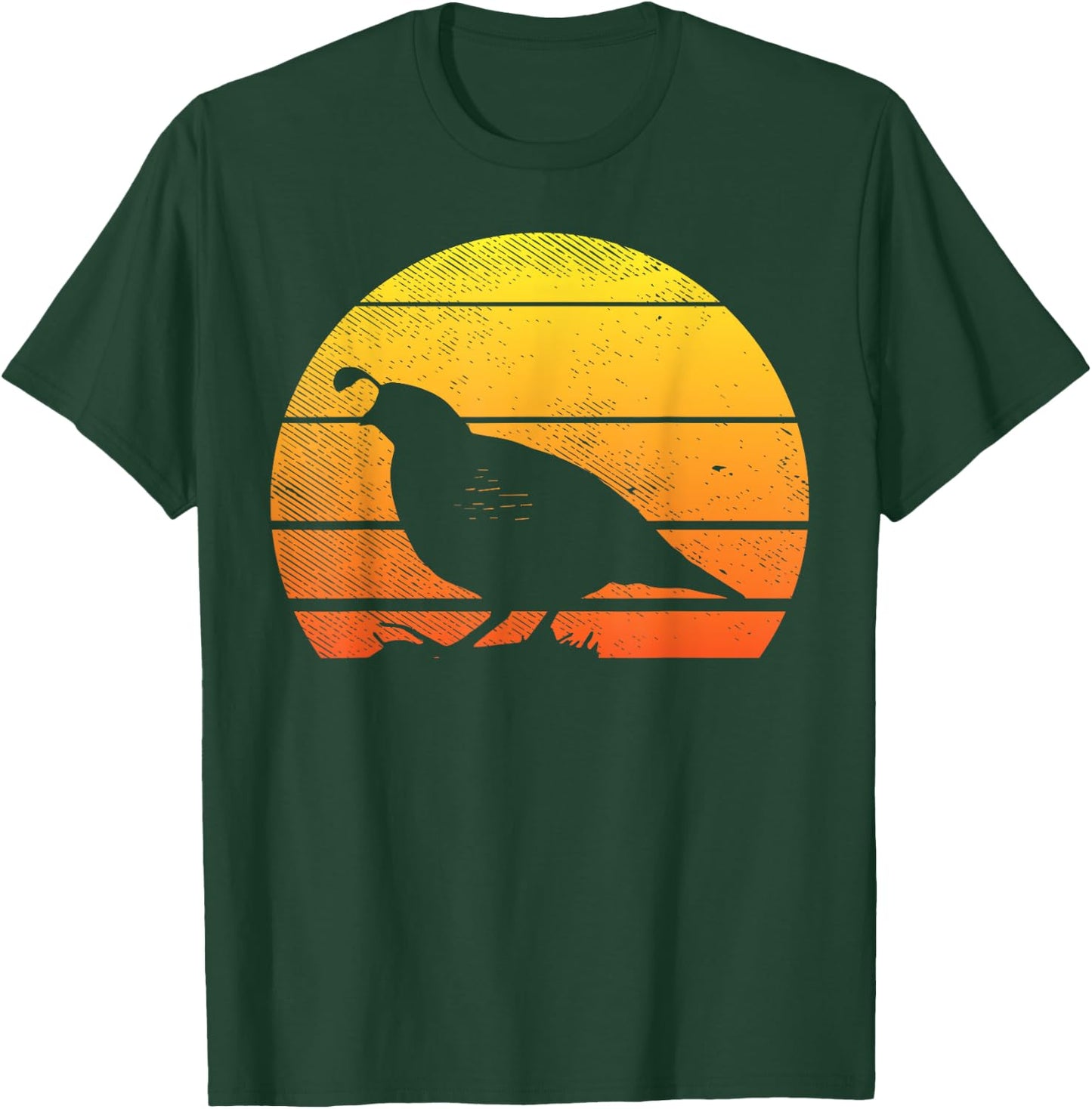 Quail Bird Sunset Retro Pheasant Hunting Bow Hunter Gift T-Shirt - T-Shirt | Forest
