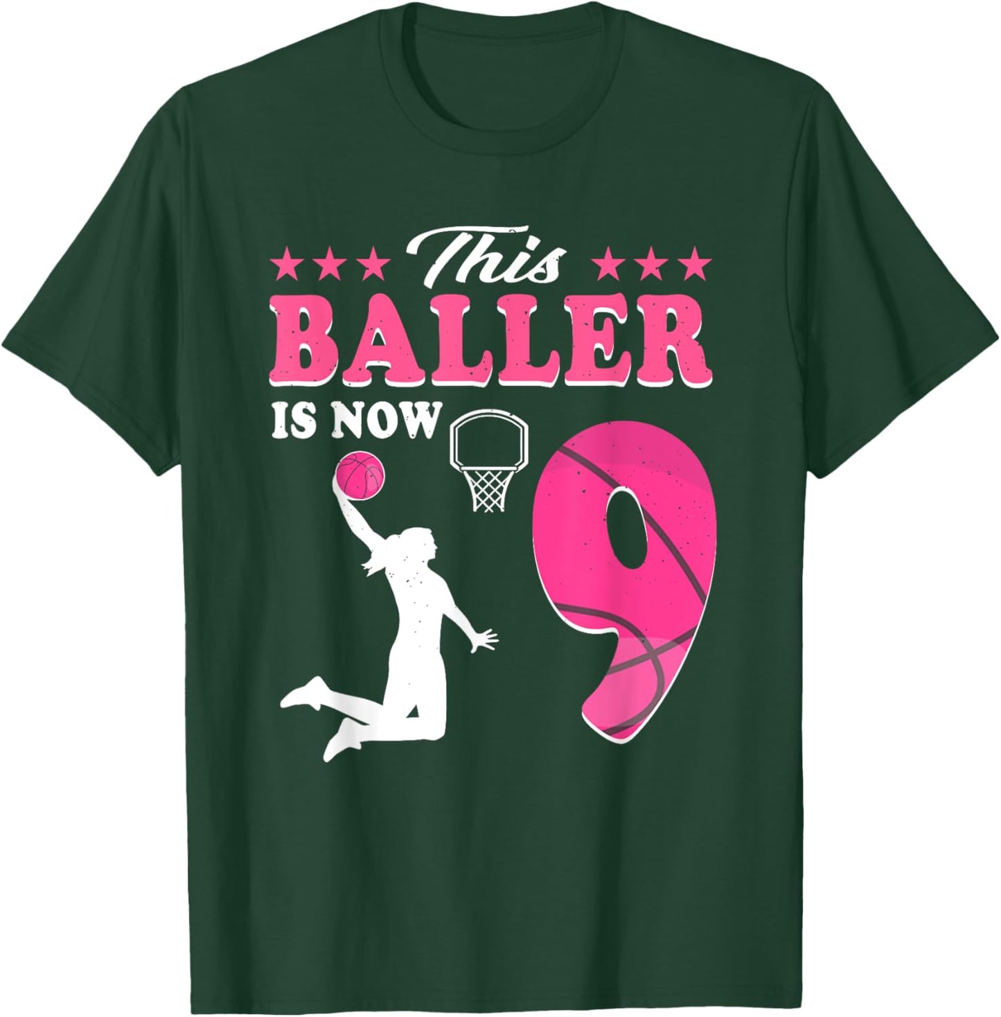 This Baller Is Now 9 Year Old Basketball 9th Birthday T-Shirt - T-Shirt | Forest