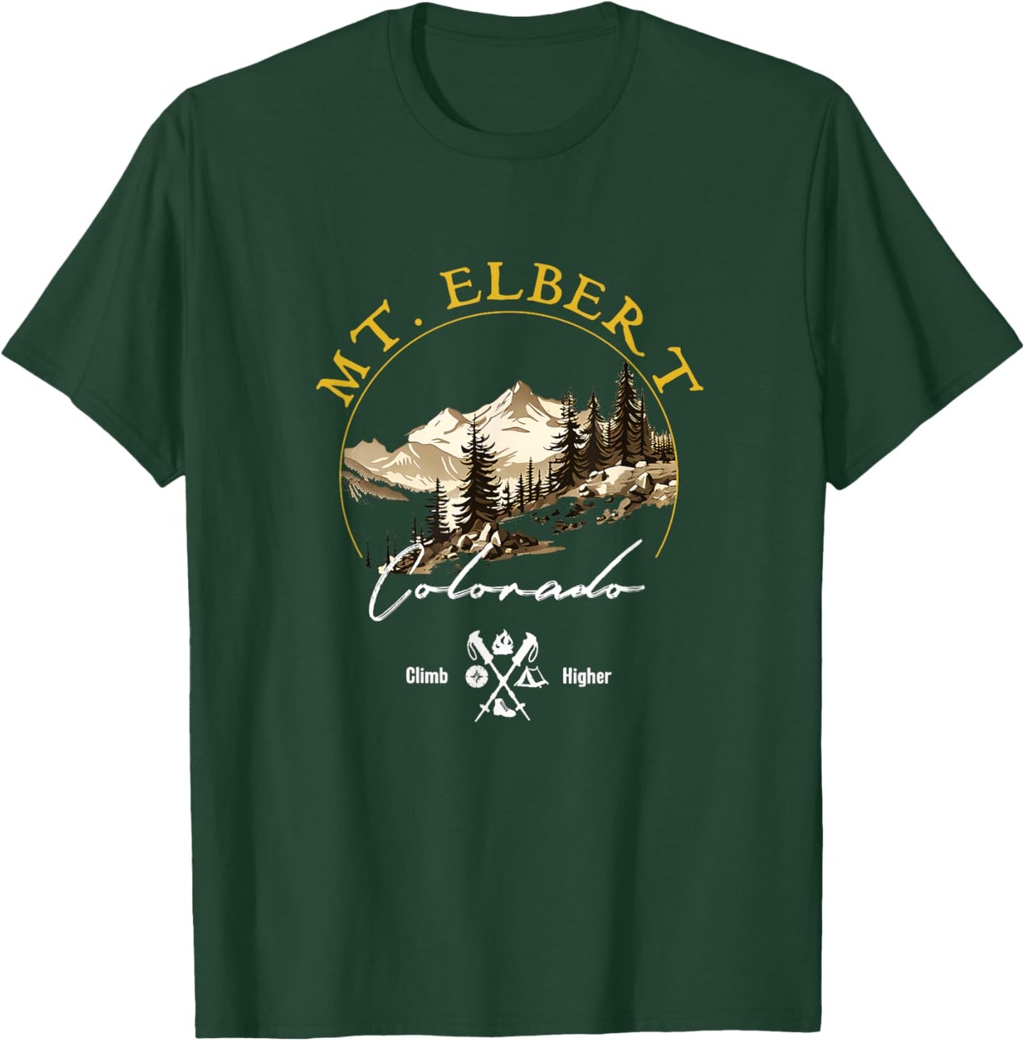 Mt. Elbert Retro Vintage Apparel - Mt. Elbert Souvenir T-Shirt - T-Shirt | Forest