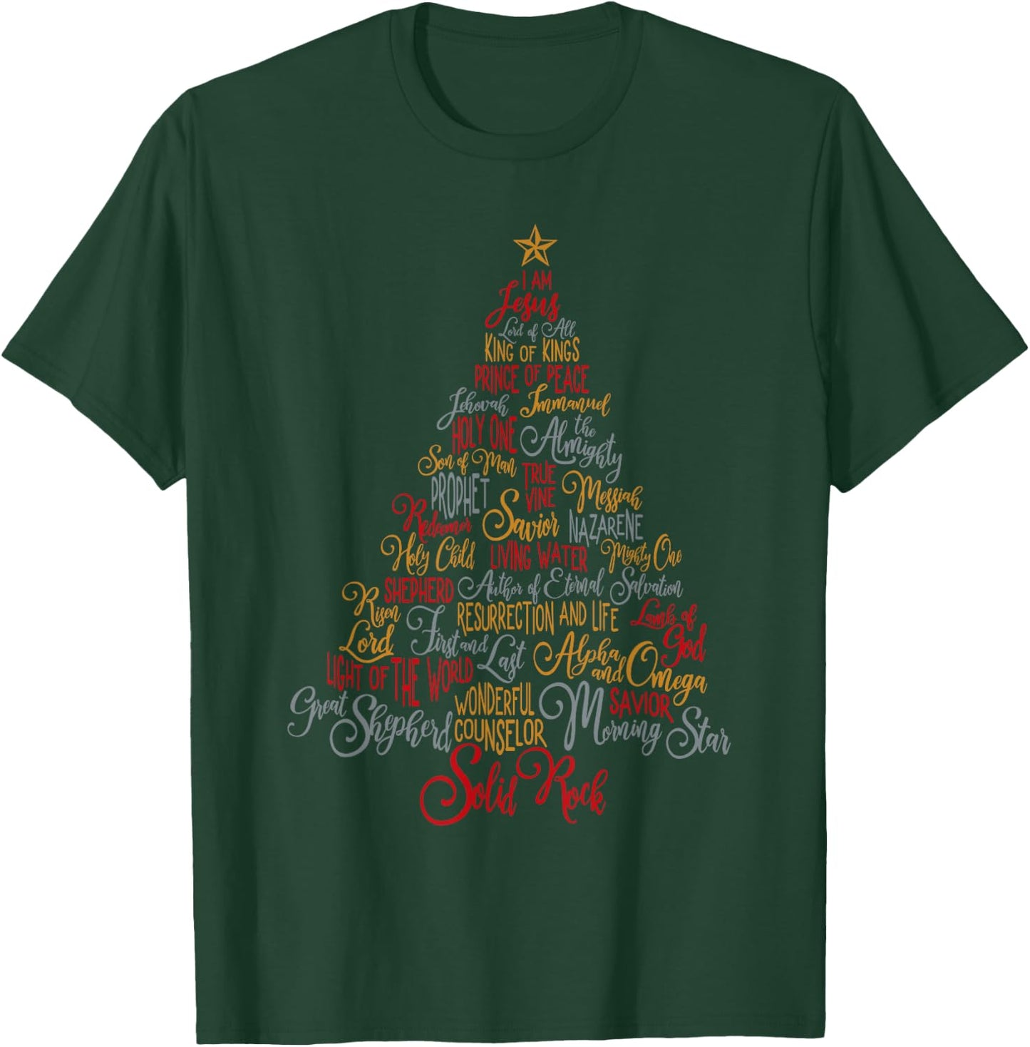 Names Of Jesus Christmas Tree Gift Amazing Xmas Tree Gift T-Shirt - T-Shirt | Forest