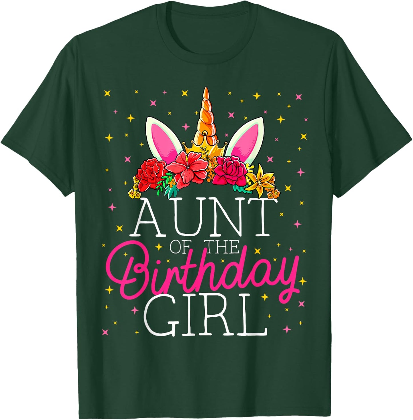 Aunt of the Birthday Girl Unicorn Matching Family T-Shirt - T-Shirt | Forest