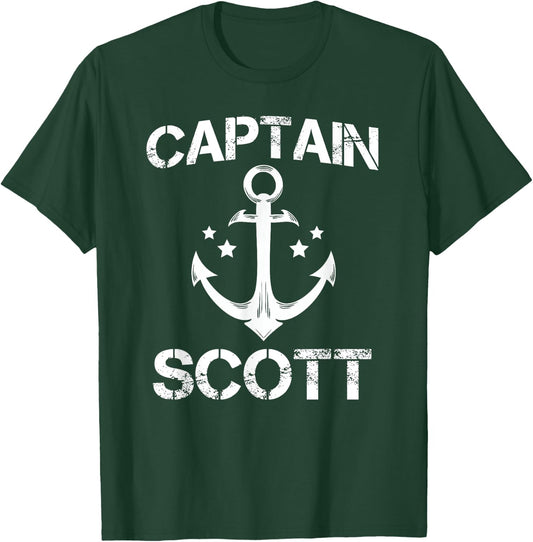 CAPTAIN SCOTT Funny Birthday Personalized Name Boat Gift T-Shirt - T-Shirt | Forest