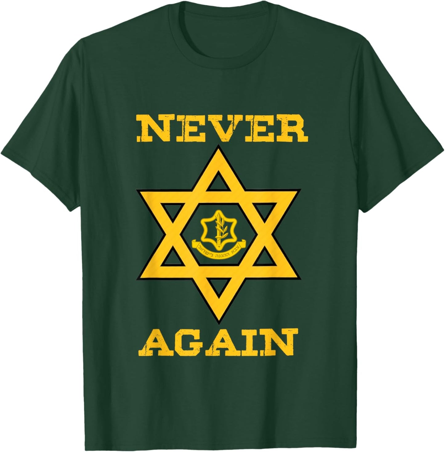 Never Again Support Israel Jewish Star Of David Idf Logo T-Shirt - T-Shirt | Forest