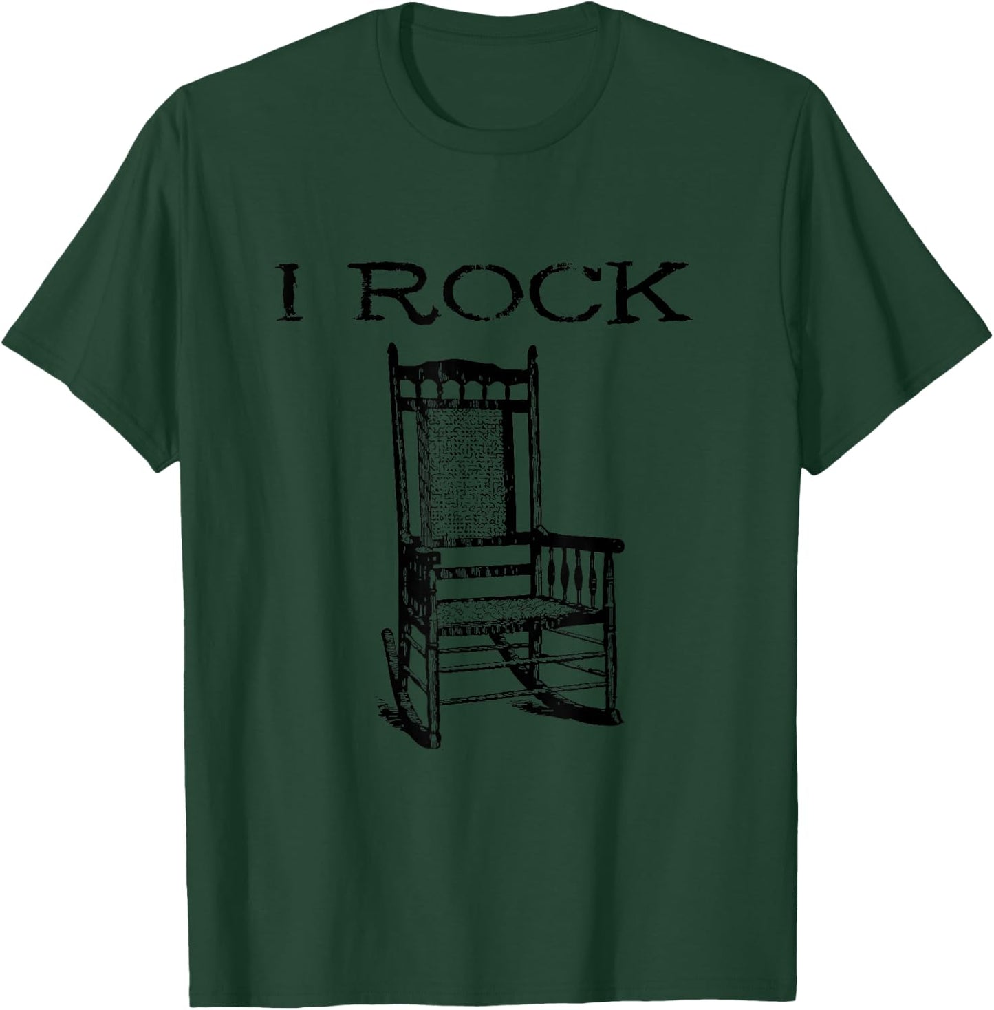 I Rock Rocking Chair Funny Drummer Guitar Gift T-Shirt - T-Shirt | Forest
