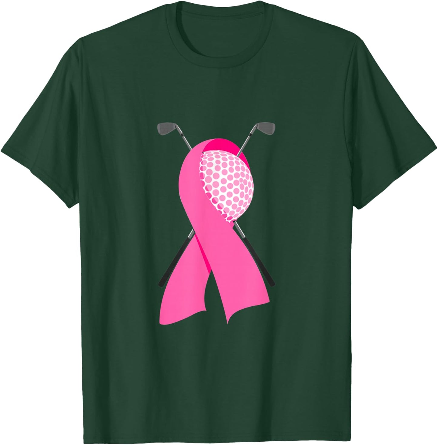 Funny Golf Pink Ribbon Breast Cancer Awareness Support Mom T-Shirt - T-Shirt | Forest