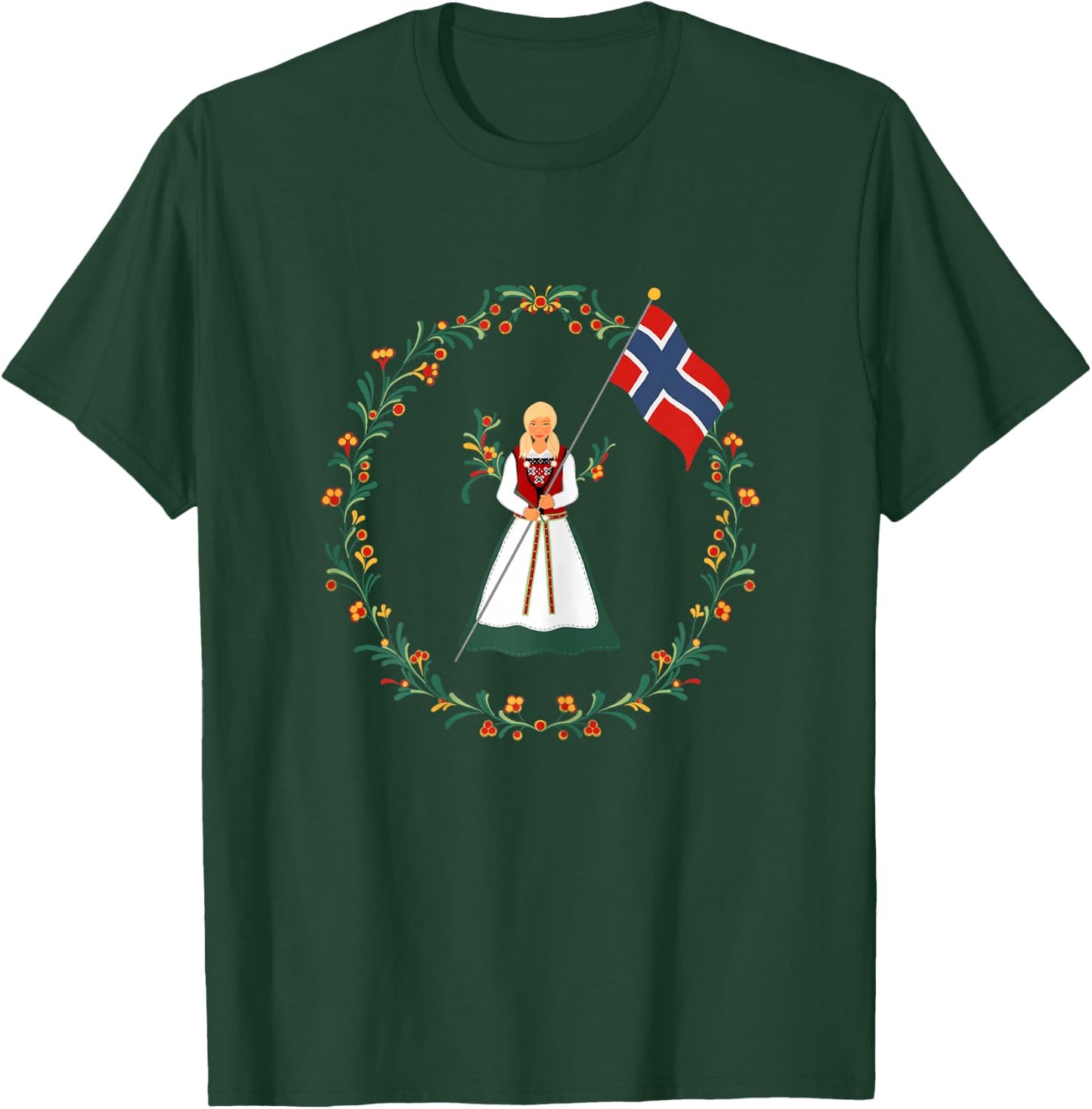 Norway Pride Norwegian Bunad Girl Flag Gift Pride T-Shirt - T-Shirt | Forest